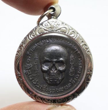PRAI KRASIB COIN AJARN DOI BLESSED THAI SKULL PENDANT STRONG PROTECTION AMULET