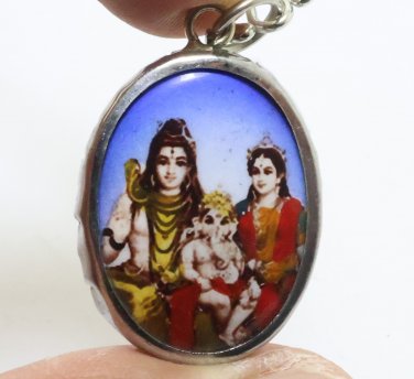 LORD SHIVA MAA PARVATI GANESHA GOD FAMILY SIVA BLESSED OM OHM PENDANT FUJII KAZE