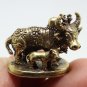 COW AND CALF MINI BRASS AMULET BLESSED STATUE STRONG PROTECTION LUCKY FIGURINE