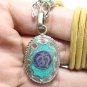 OM TIBET VINTAGE PENDANT BLESSED HINDU AUM TIBETAN TURQUOISE CHARM OHM NECKLACE