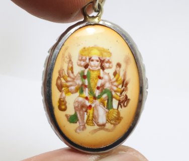 PANCHAMUKHI 5 FACES HANUMAN ANJANEYA AMULET GOD RAMA DEVOTEE RAMAYANA OM PENDANT