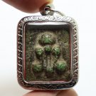 PHRA PIDTA GRADUK PHII GREEN AMULET 1942 CLOSE EYES BUDDHA THAI ANTIQUE PENDANT