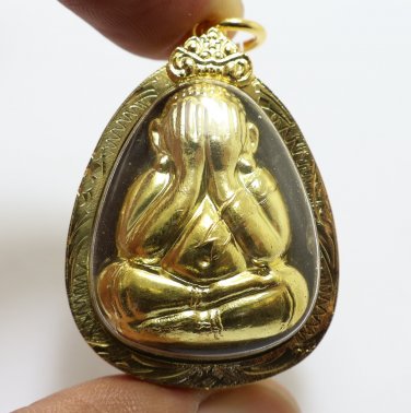 MAGIC PIDTA SANGKAJAI LP KOON BLESSED 1999 RICH LUCKY HAPPY BUDDHA THAI AMULET