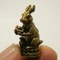 TINY LUCKY RABBIT HOLD MONEY THAI MINI FIGURINE STATUE BLESS AMULET MAGIC BUNNY
