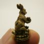 TINY LUCKY RABBIT HOLD MONEY THAI MINI FIGURINE STATUE BLESS AMULET MAGIC BUNNY