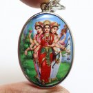 TRIDEVI BIG PENDANT LAXMI SARASWATI PARVATI TRISHAKTI HINDU GODDESS BLESS AMULET
