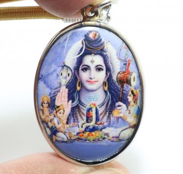 LORD SHIVA PARVATI SKANDA MURUGAN GANESHA BIG PENDANT GOD SIVA FAMILY OM LOCKET