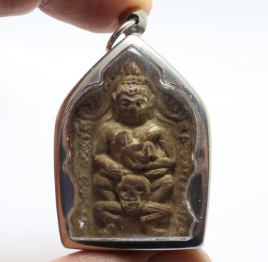 LP KUAY PHRA KHUNPAEN BACK MOTHER EARTH BLESS 1978 POR GUAY THAI MAGIC AMULET 2