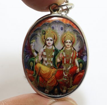 LORD VISHNU LAKSHMI BIG PENDANT PRESERVER GOD LAXMI DEVI HINDU MIRACLE NECKLACE