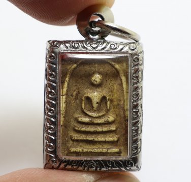 SMALL PHRA SOMDEJ RAKANG BLESS 1962 BACK AJAN TOH TEACH KING RAMA5 THAI AMULET 9