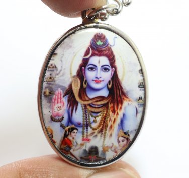 LORD SHIVA MAA PARVATI GANESHA BIG PENDANT GOD FAMILY ENERGIZE BLESS OM NECKLACE