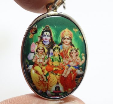 LORD SHIVA PARVATI SKANDA MURUGAN GANESHA ASHOKASUNDARI FAMILY BIG OM AUM LOCKET