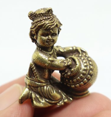 BABY KRISHNA BUTTER POT MINI AMULET VISHNU GOD OF COMPASSION & LOVE LADDU GOPAL