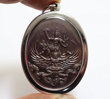 PHRA NARAI SONG KRUT BACK YANT THEP NIMIT THAI BIG LOCKET MAGIC GOD COIN PENDANT