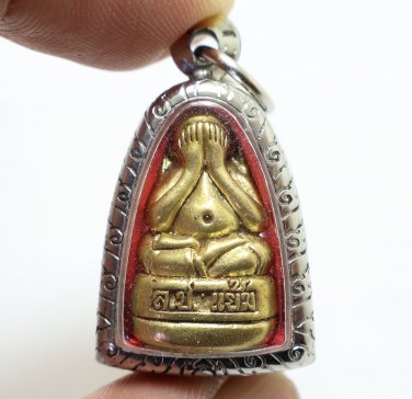 PHRA PIDTA SANGKAJAI BUDDHA LP YAM BLEESED 1998 MAGIC YANT METAL AMULET PENDANT