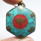 EYES OF BUDDHA NEPAL TIBET VINTAGE PENDANT BLESSED TURQUOISE RARE CHARM NECKLACE