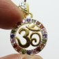 OM HINDU GOD SIGN COLORFUL CRYSTAL PENDANT NECKLACE DEITY AUM ENERGIZED AMULET