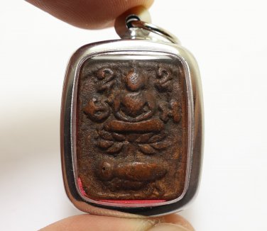 LP PARN RIDE PLAKUD AMULET (2) MAGIC BUDDHA ON THAI FIGHTING FISH LUCKY PENDANT