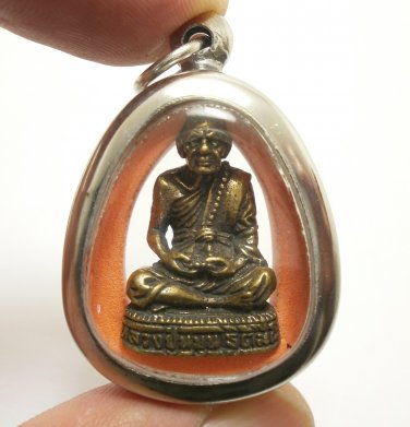 LP MOON MINI STATUE BLESSED IN 1999 THAI AMULET PENDANT LUCKY RICH WEALTH MONEY