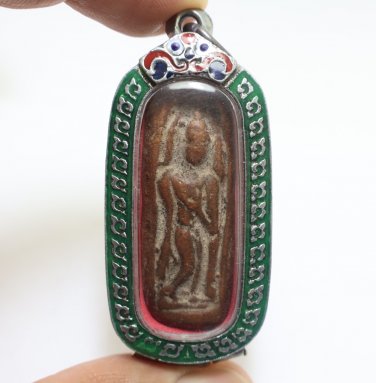 RED PHRA LEELA BUDDHA LUCKY PENDANT THAI RARE ANTIQUE POWERFUL PROTECTION AMULET