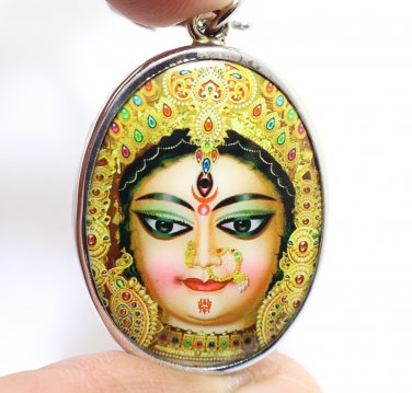DURGA BIG PENDANT PARVATI KALI UMA DEVI 3 EYED AMBIKA GODDESS SHAKTI OM LOCKET