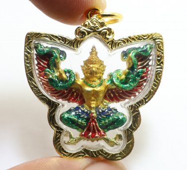GARUDA PHAYA KRUT YUT NAK THAI AMULET MAGIC EAGLE NAGA STRONG PROTECTION PENDANT