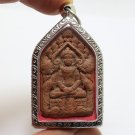 PHRA KHUNPAEN NAK KOO PHAYAO 1940s ANTIQUE THAI BUDDHA DOUBLE NAGA LUCKY AMULET