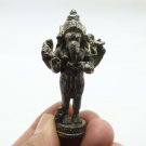 3 HEADS LORD GANESHA MINI AMULET GOD OF SUCCESS WISDOM GANESH HINDU METAL STATUE