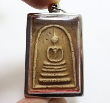 PHRA SOMDEJ WAT RAKANG LP NAK BLESS 1952 BACK SIAM COAT OF ARMS SIGN THAI AMULET