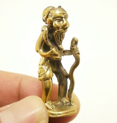 POO CHUCHOK THAI MINI AMULET FIGURINE REAL BLESS LUCKY MONEY RICH MERCHANT CHARM