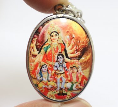 SUPREME GODDESS DURGA BIG PENDANT MOTHER OF TRIDEV SHIVA VISHNU BRAHMA OM LOCKET