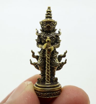 THAO WESSUWAN THAI MINI STATUE TINY AMULET YAK ASURA WEALTHY KING GOOD LUCK RICH
