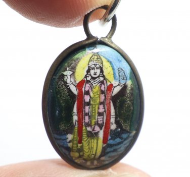 LORD VISHNU TINY PENDANT THE PRESERVER HINDU GOD BLESSED 1980s NECKLACE LOCKET