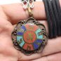 OM TIBET VINTAGE PENDANT BLESSED HINDU MANTRA TIBETAN TURQUOISE CHARM NECKLACE