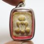 PHRA PIDTA GRADUK PHII YELLOW AMULET 1942 CLOSE EYES BUDDHA THAI ANTIQUE PENDANT