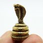 KING COBRA SNAKE MINI STATUE THAI TINY BRASS AMULET STRONG PROTECTION TALISMAN