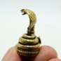 KING COBRA SNAKE MINI STATUE THAI TINY BRASS AMULET STRONG PROTECTION TALISMAN