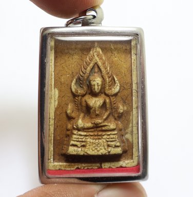 PHRA BUDDHA CHINNARAJ BACK YANT OKLAO THAI AMULET BLESSED 1970s SUCCESS PENDANT