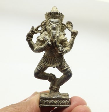 DANCING LORD GANESHA MINI AMULET GOD OF SUCCESS WISDOM GANESH HINDU METAL STATUE