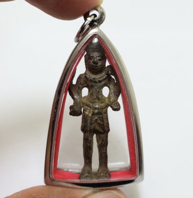 PHRA NARAI 4 ARMS LORD VISHNU HINDU PRESERVER GOD BLESSED ANTIQUE AMULET PENDANT