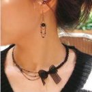 Black bowknot necklace