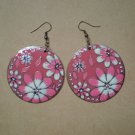 Circular Pink Flower Earrings