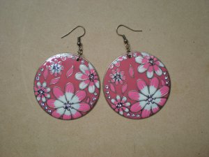 Circular Pink Flower Earrings