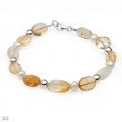 Freshwater pearl and Yellow Glass bead, 925 Sterling silver bracelet