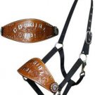 BLACK BRONC HALTER WITH COWBOY UP ETCHED IN WHITE BY SHOWMAN