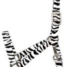ZEBRA STRIPED NYLON HORSE HALTER WITH SNAP UNDER THROAT LATCH