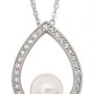 Drop Shaped CZ Pearl Necklace