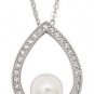 Drop Shaped CZ Pearl Necklace