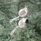 VINTAGE .925 S.SILVER ONYX MARCASITE EARRINGS