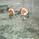 18K WHITE GOLD BONDED RED HEART TOPAZ EARRINGS